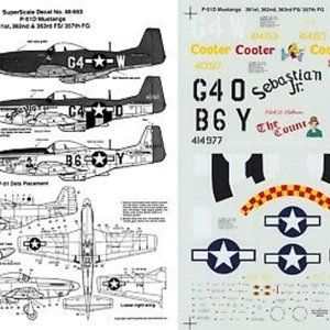SUPERSCALE DECALS 1/48 P-51D Mustang 362nd FS 363rd FS 357th FG nose art (USAAF)